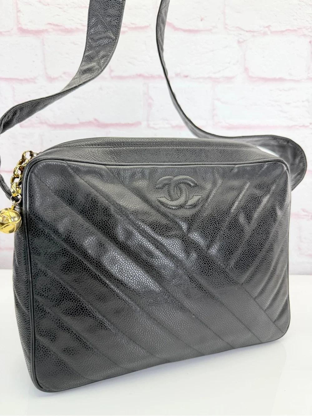 Chanel Black Quilted Leather CC Camera Bag